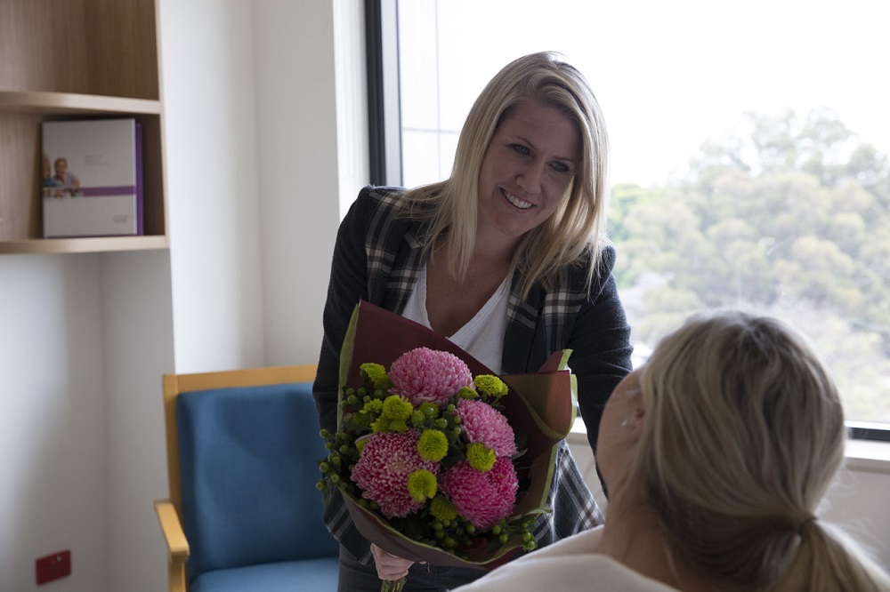Patient greeting visitor at Hollywood Private Hospital