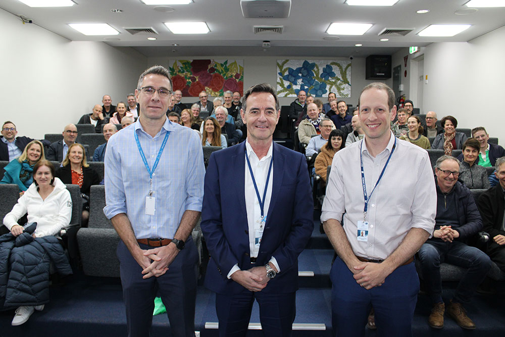 Dr Richard Alcock, Hollywood Chief Executive Officer Peter Mott and Dr Jon Spiro at the heart health lecture.