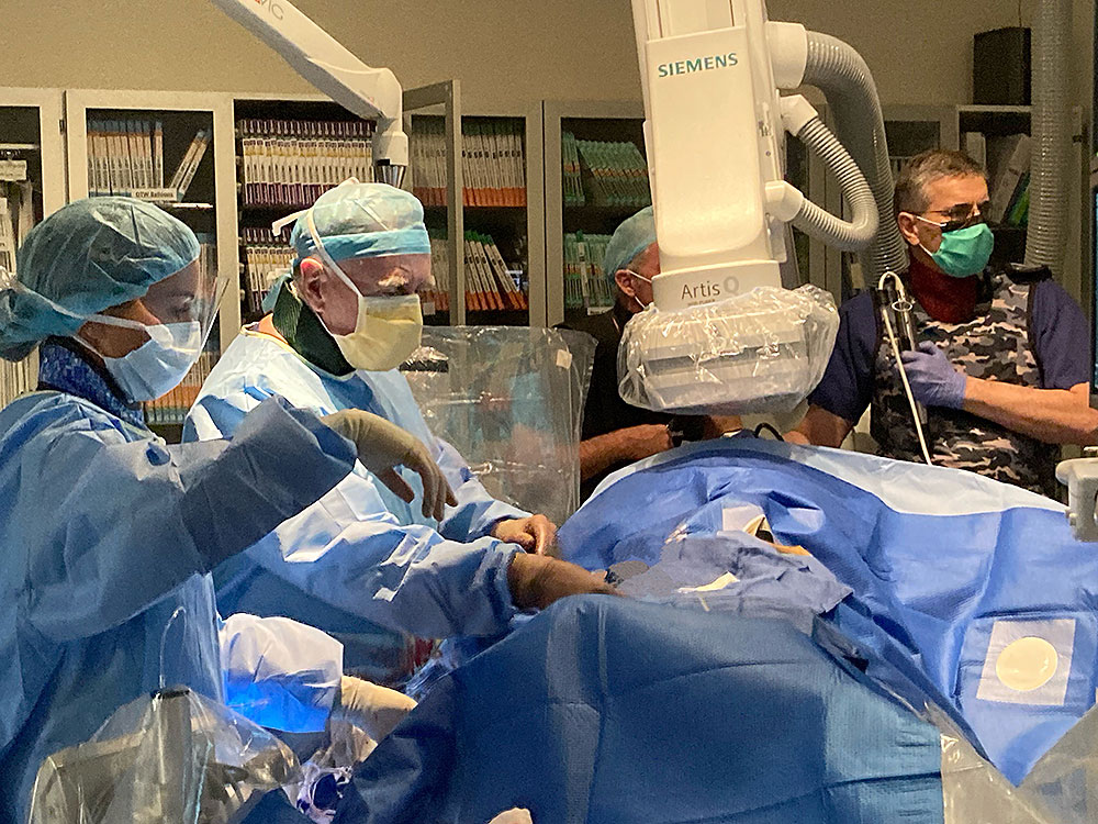 Interventional Cardiologist Dr Richard Clugston and Cardiologist and Imaging Specialist  Dr Philip Currie performed the first of a new type of structural heart procedure now available at Hollywood Private Hospital.